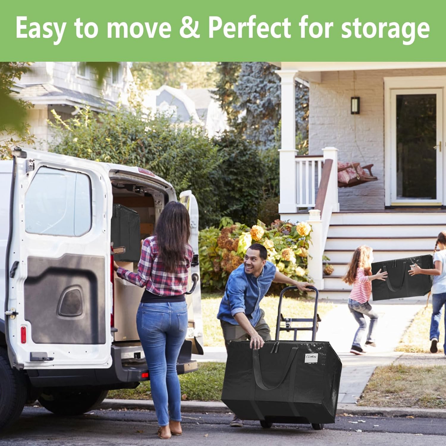CARLA HOME 6-Pack Large Moving Storage Bags with Zippers & Handles with 95 Liters Capacity for Space Saving, V178-36296