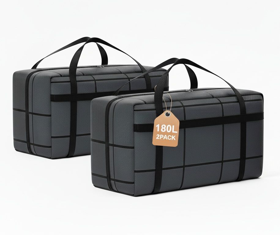 CARLA HOME 2-Pack 180L Extra Large Moving Storage Bags with Handles & Duty Zippered for Clothes, Travel, V178-36297