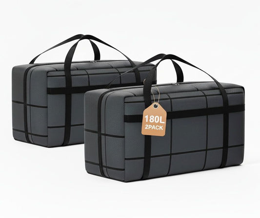 CARLA HOME 2-Pack 180L Extra Large Moving Storage Bags with Handles & Duty Zippered for Clothes, Travel, V178-36297
