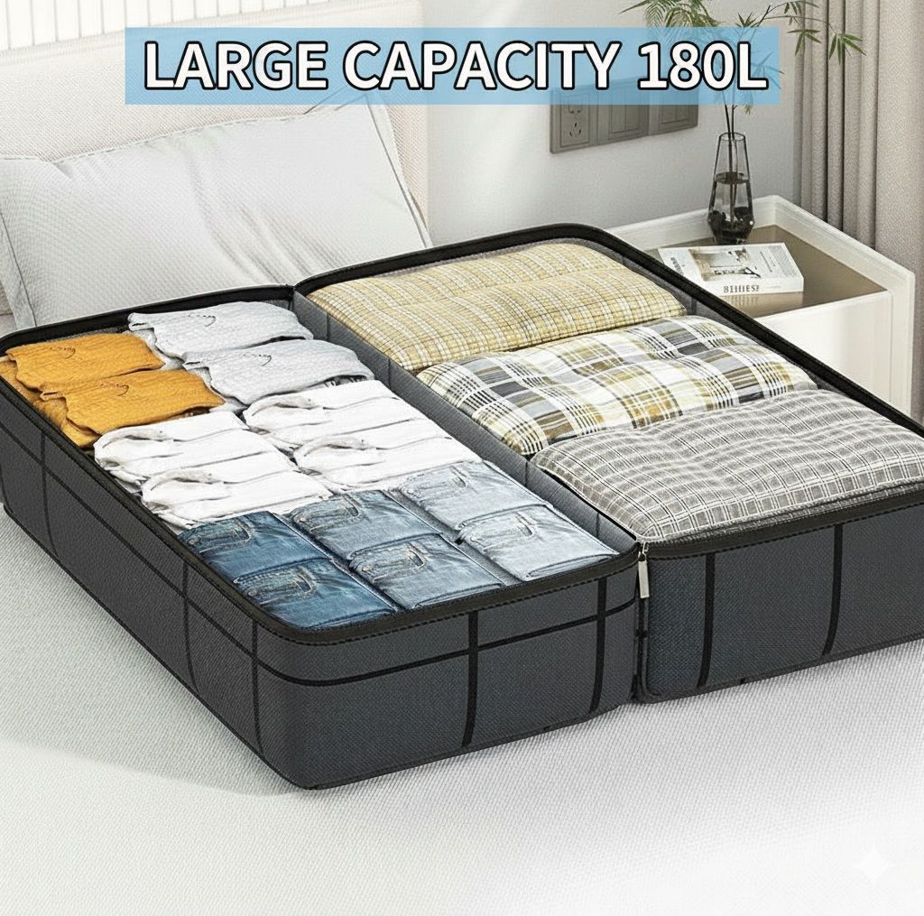 CARLA HOME 2-Pack 180L Extra Large Moving Storage Bags with Handles & Duty Zippered for Clothes, Travel, V178-36297