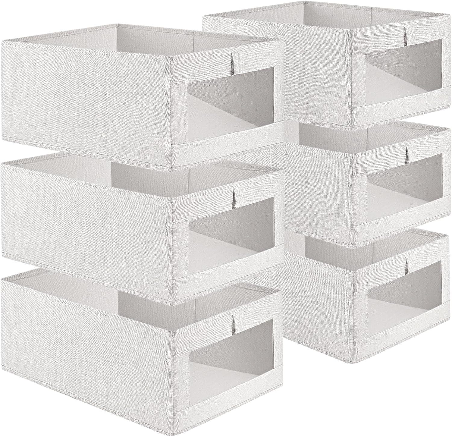 CARLA HOME 6 Pack Closet Storage Bins with Clear Window for Shelves, Clothes, Toys, Wardrobe & Bedroom V178-36298