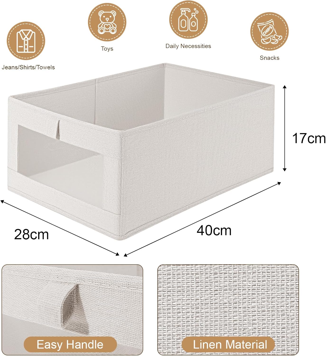 CARLA HOME 6 Pack Closet Storage Bins with Clear Window for Shelves, Clothes, Toys, Wardrobe & Bedroom V178-36298