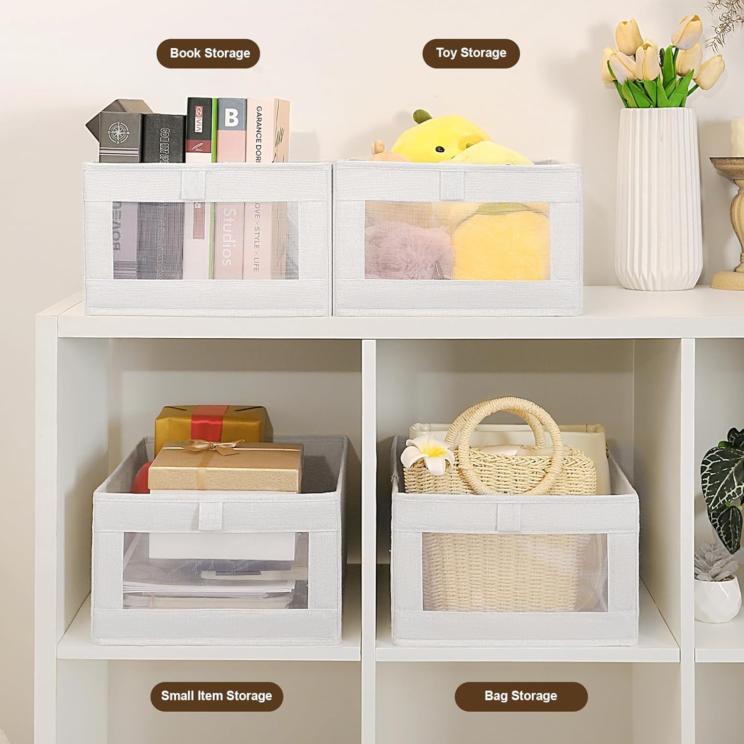 CARLA HOME 6 Pack Closet Storage Bins with Clear Window for Shelves, Clothes, Toys, Wardrobe & Bedroom V178-36298