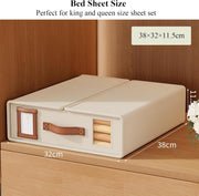 CARLA HOME Bed Sheet Organizer Set of 4 with Handle & Window for Covers, Pillowcases, Blankets, Clothes & V178-36302