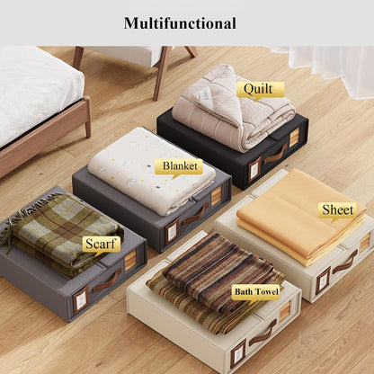 CARLA HOME Bed Sheet Organizer Set of 4 with Handle & Window for Covers, Pillowcases, Blankets, Clothes & V178-36302