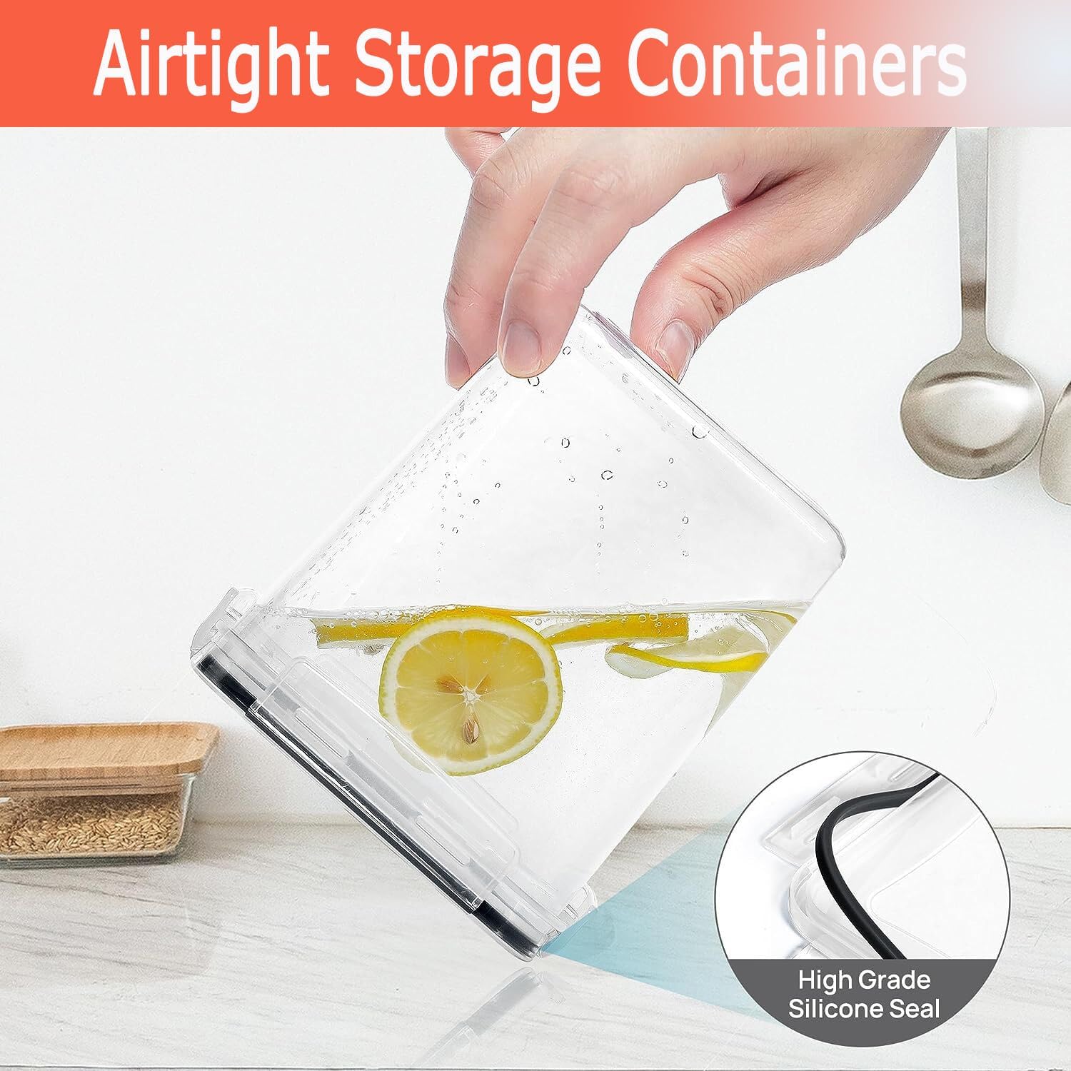 CARLA HOME 8 Piece Airtight Food Storage Containers Set with Lids & Labels for Kitchen Storage V178-36303