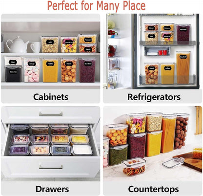 CARLA HOME 8 Piece Airtight Food Storage Containers Set with Lids & Labels for Kitchen Storage V178-36303