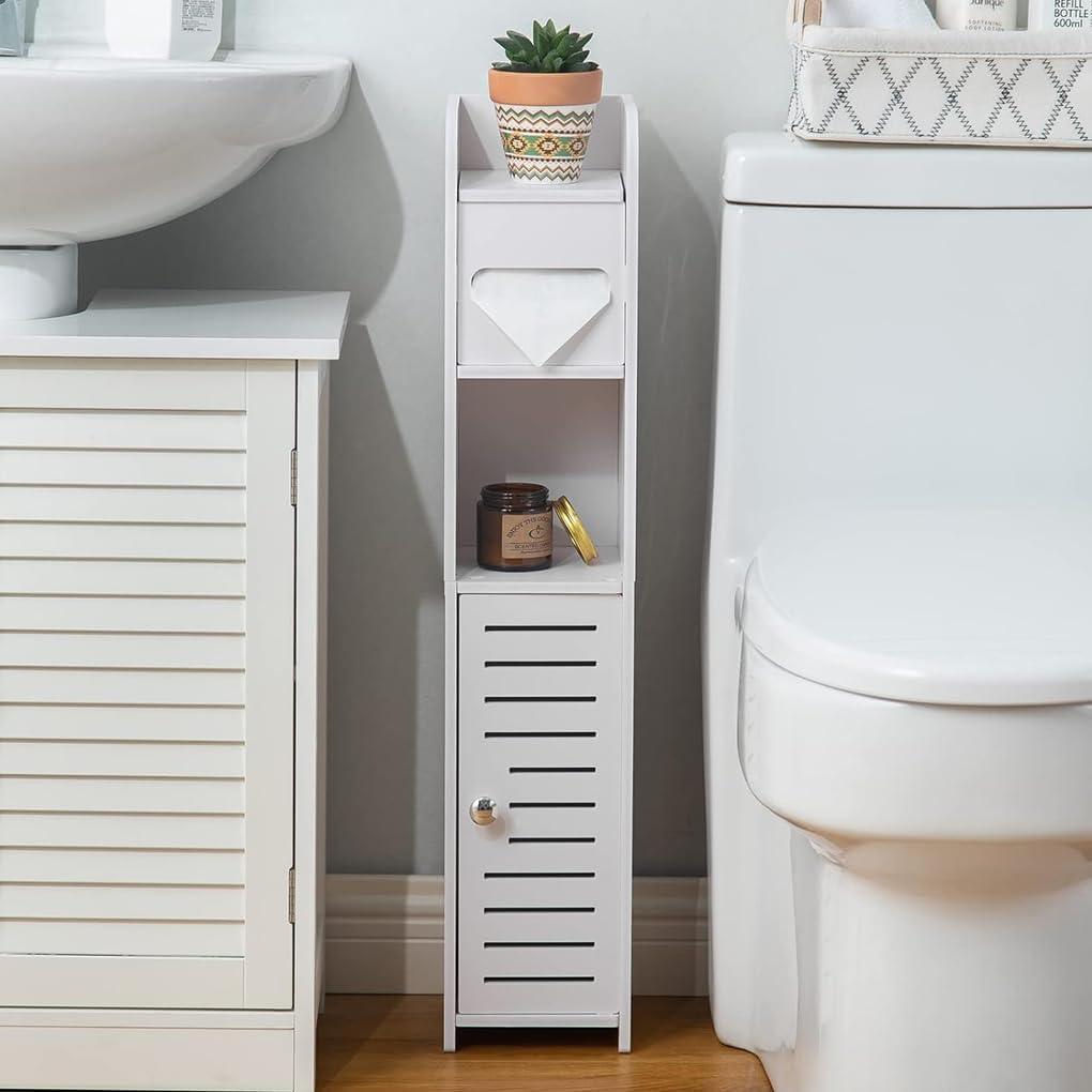 CARLA HOME Slim Bathroom Cabinet with Toilet Paper Holder for Toilet or Laundry Room V178-36304