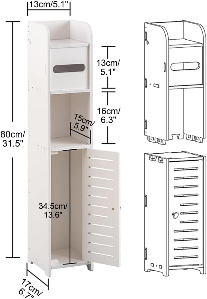 CARLA HOME Slim Bathroom Cabinet with Toilet Paper Holder for Toilet or Laundry Room V178-36304