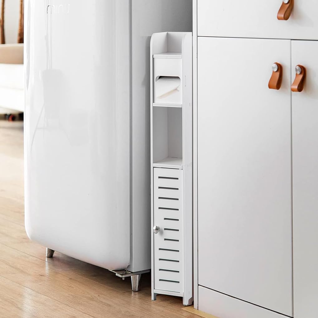 CARLA HOME Slim Bathroom Cabinet with Toilet Paper Holder for Toilet or Laundry Room V178-36304