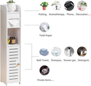 CARLA HOME Slim Bathroom Cabinet with Toilet Paper Holder for Toilet or Laundry Room V178-36304