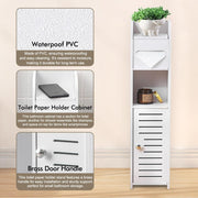 CARLA HOME Slim Bathroom Cabinet with Toilet Paper Holder for Toilet or Laundry Room V178-36304