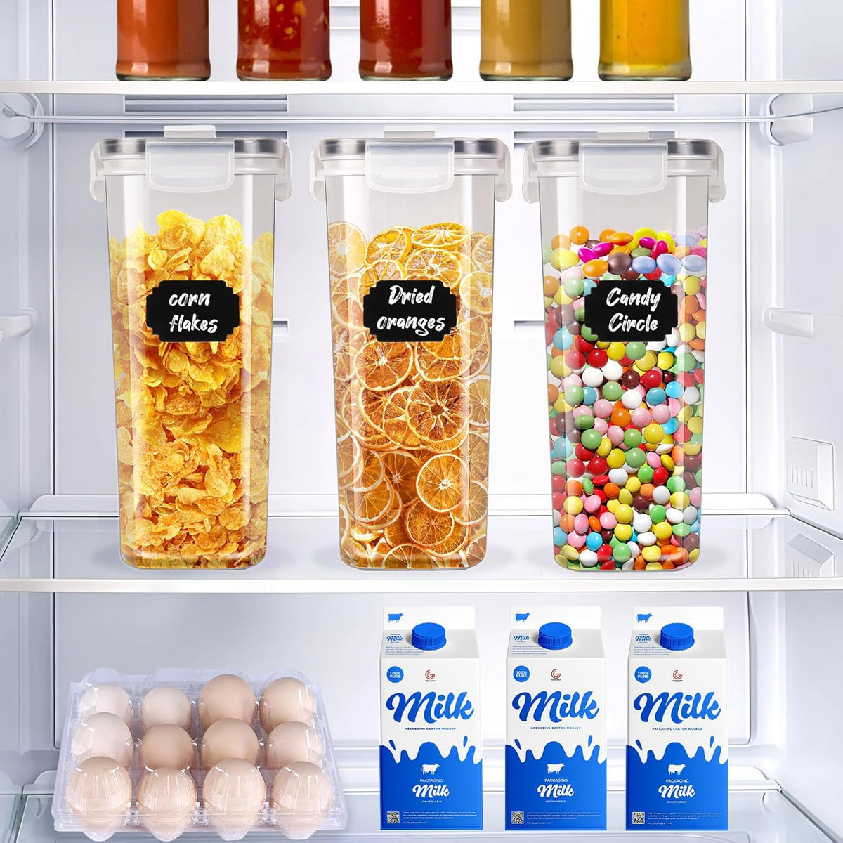 CARLA HOME Airtight Cereal Storage Containers BPA-Free Food Dispensers with Pouring Lids for Pantry & Kitchen V178-36305