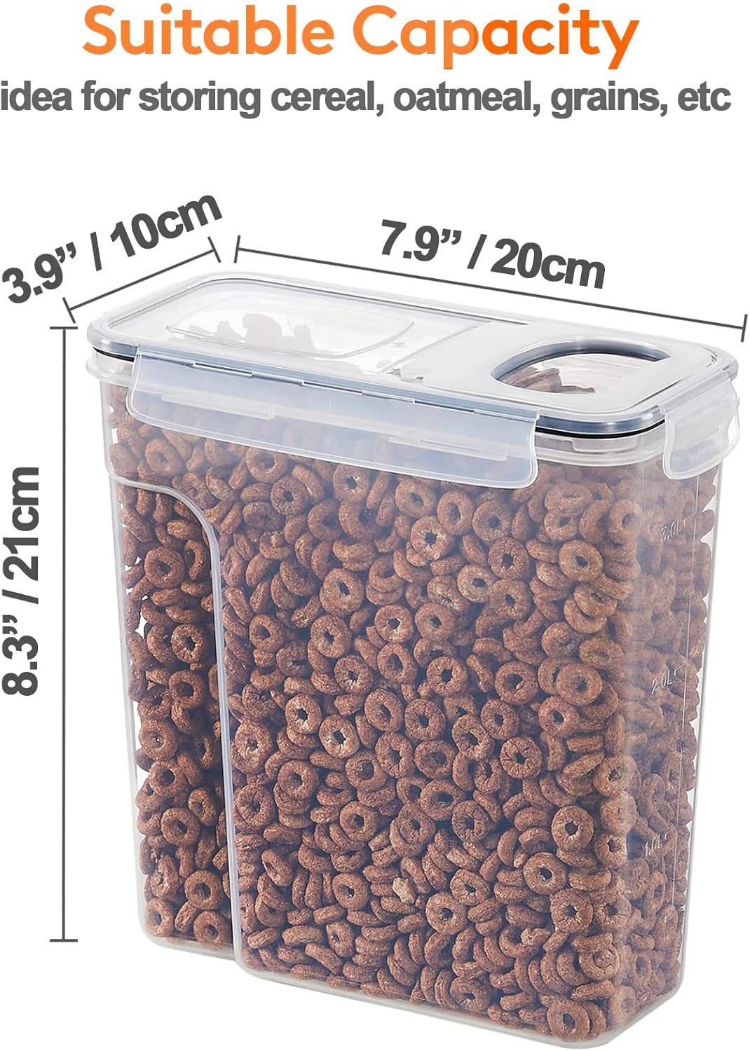 CARLA HOME Airtight Cereal Storage Containers BPA-Free Food Dispensers with Pouring Lids for Pantry & Kitchen V178-36305