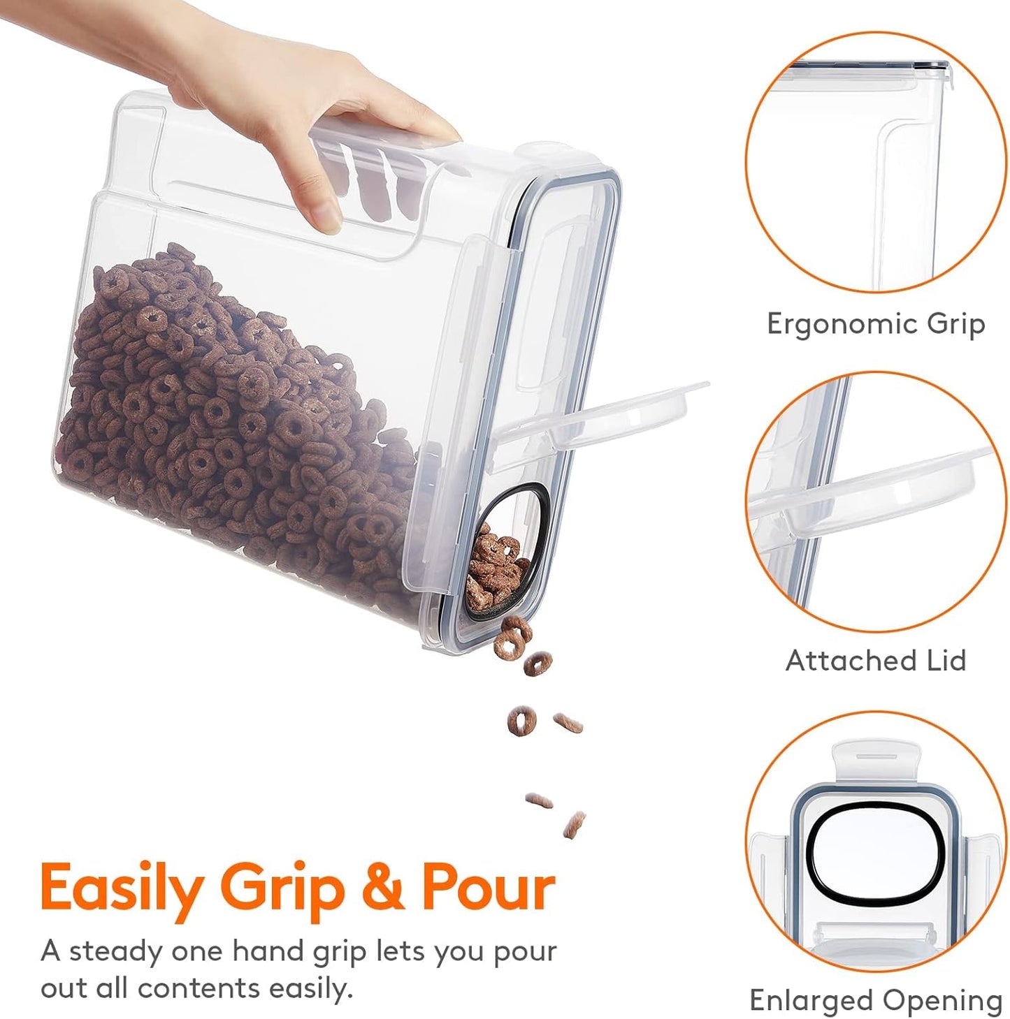 CARLA HOME Airtight Cereal Storage Containers BPA-Free Food Dispensers with Pouring Lids for Pantry & Kitchen V178-36305