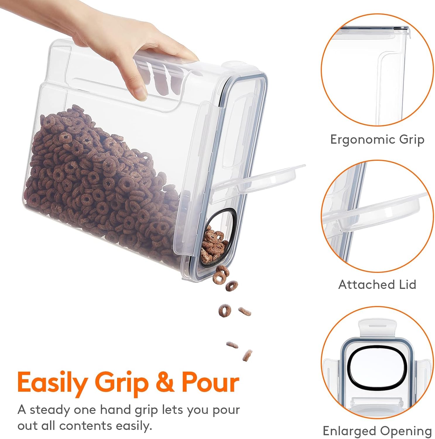 CARLA HOME Airtight Cereal Storage Containers BPA-Free Food Dispensers with Pouring Lids for Pantry & Kitchen V178-36305