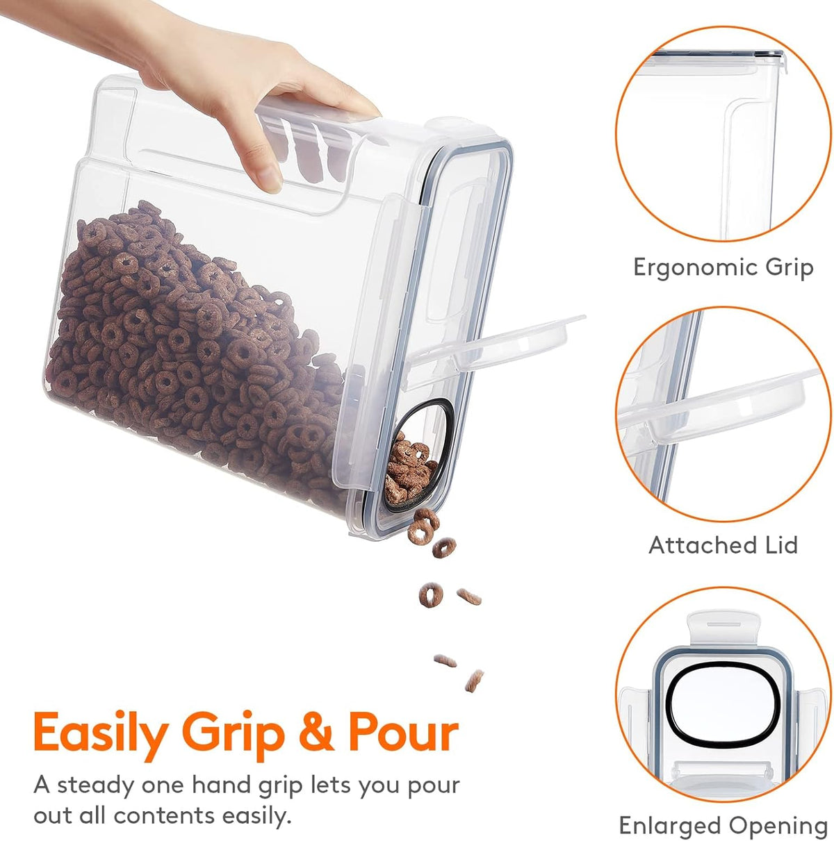 CARLA HOME Airtight Cereal Storage Containers BPA-Free Food Dispensers with Pouring Lids for Pantry & Kitchen V178-36305