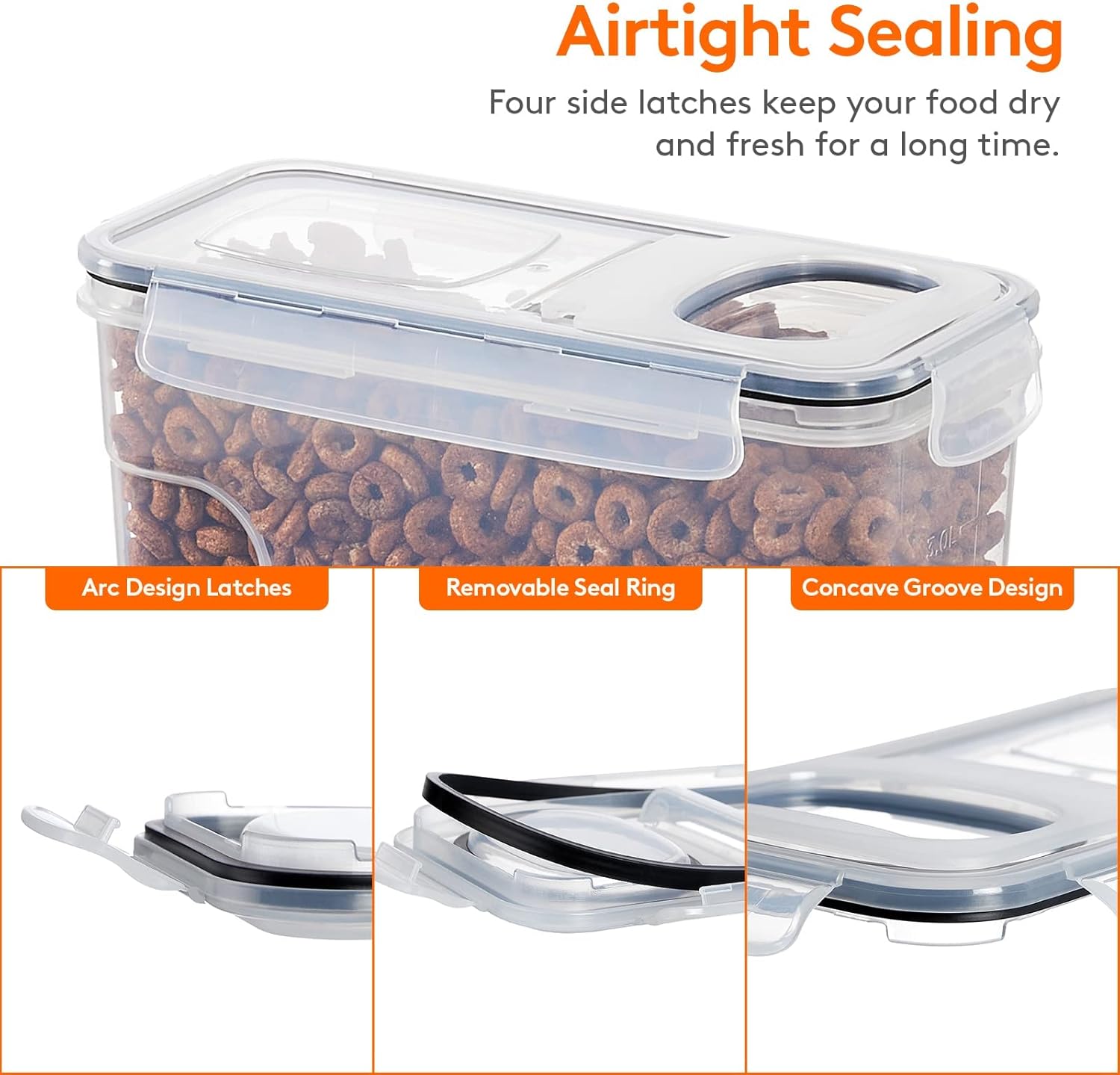 CARLA HOME Airtight Cereal Storage Containers BPA-Free Food Dispensers with Pouring Lids for Pantry & Kitchen V178-36305