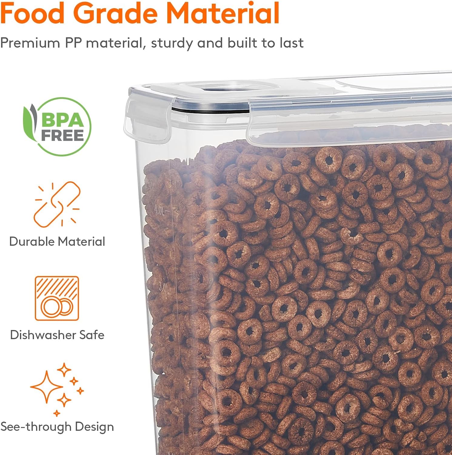 CARLA HOME Airtight Cereal Storage Containers BPA-Free Food Dispensers with Pouring Lids for Pantry & Kitchen V178-36305