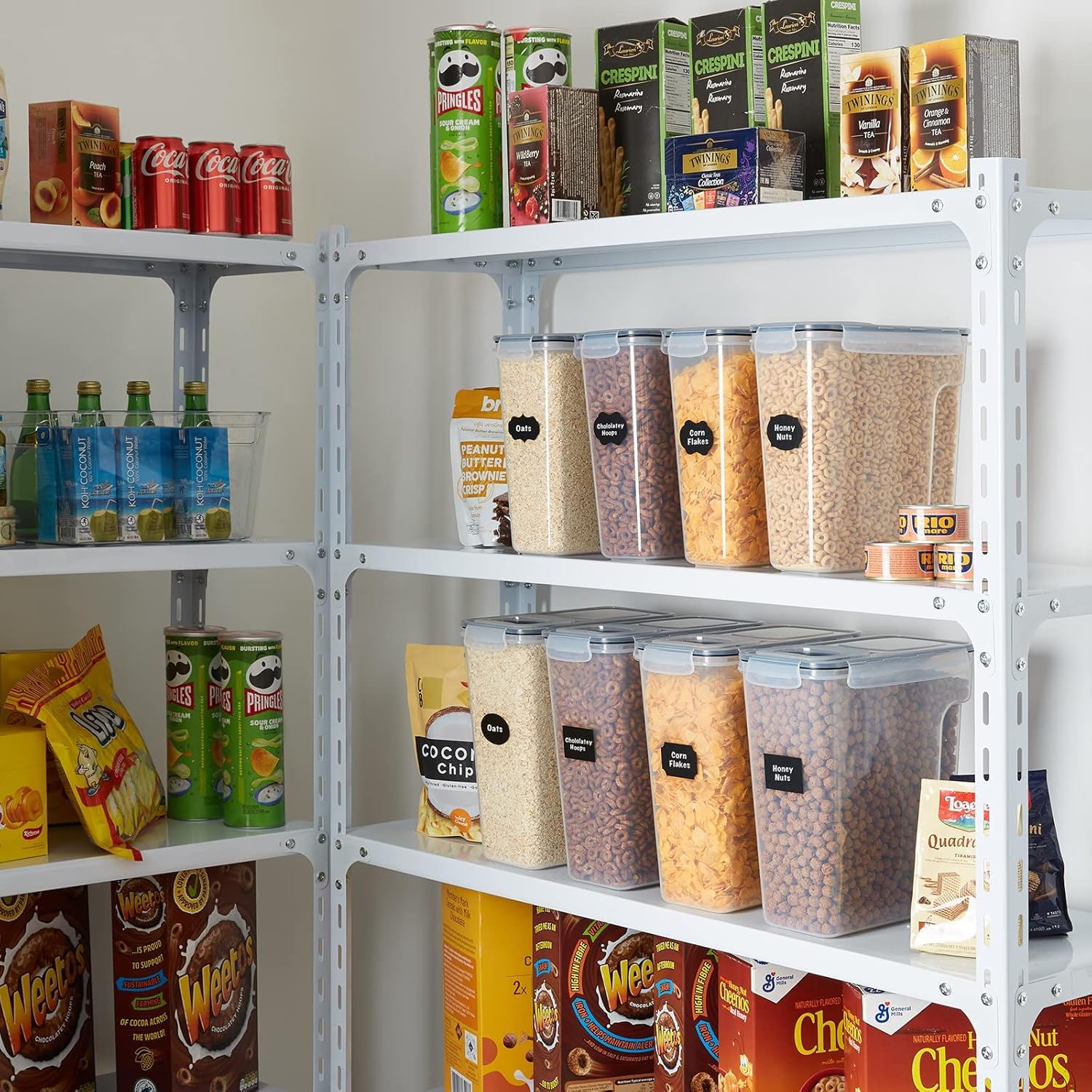 CARLA HOME Airtight Cereal Storage Containers BPA-Free Food Dispensers with Pouring Lids for Pantry & Kitchen V178-36305