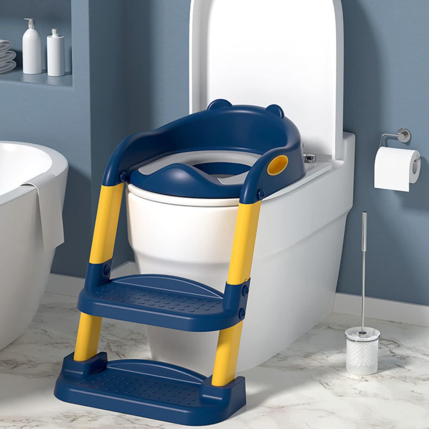 CARLA HOME Potty Training Seat with Step Stool Ladder with Anti-Slip Design, Soft Cushion & Foldable V178-36306