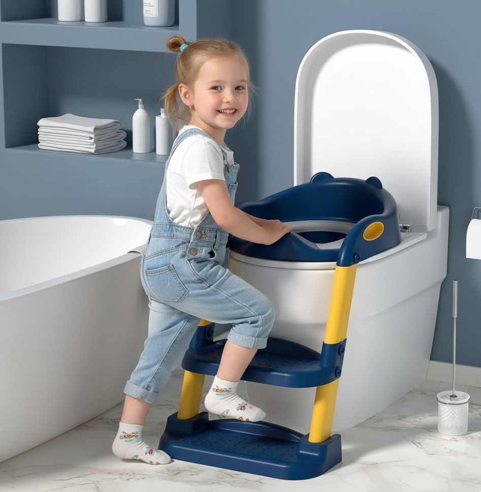 CARLA HOME Potty Training Seat with Step Stool Ladder with Anti-Slip Design, Soft Cushion & Foldable V178-36306