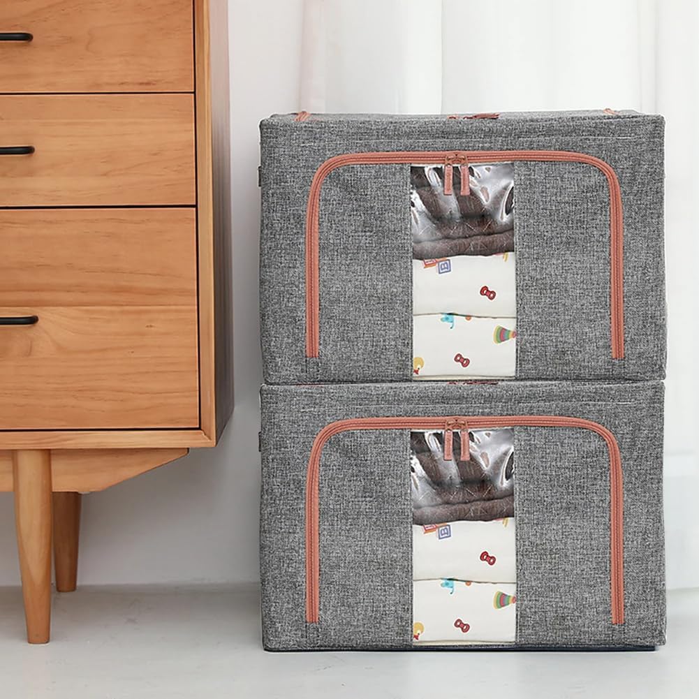 CARLA HOME 3 pack Large Clothes Storage Bins with Lids for Clothing, Bedding, Blankets, Toys (66L capacity - V178-36307