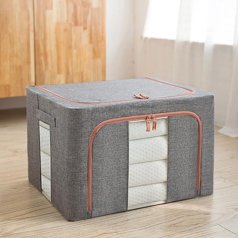 CARLA HOME 3 pack Large Clothes Storage Bins with Lids for Clothing, Bedding, Blankets, Toys (66L capacity - V178-36307