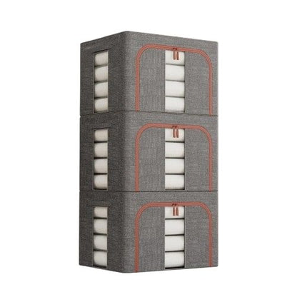 CARLA HOME 3 pack Large Clothes Storage Bins with Lids for Clothing, Bedding, Blankets, Toys (66L capacity - V178-36307