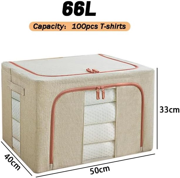 CARLA HOME 3 pack Large Clothes Storage Bins with Lids for Clothing, Bedding, Blankets, Toys (66L capacity - V178-36308
