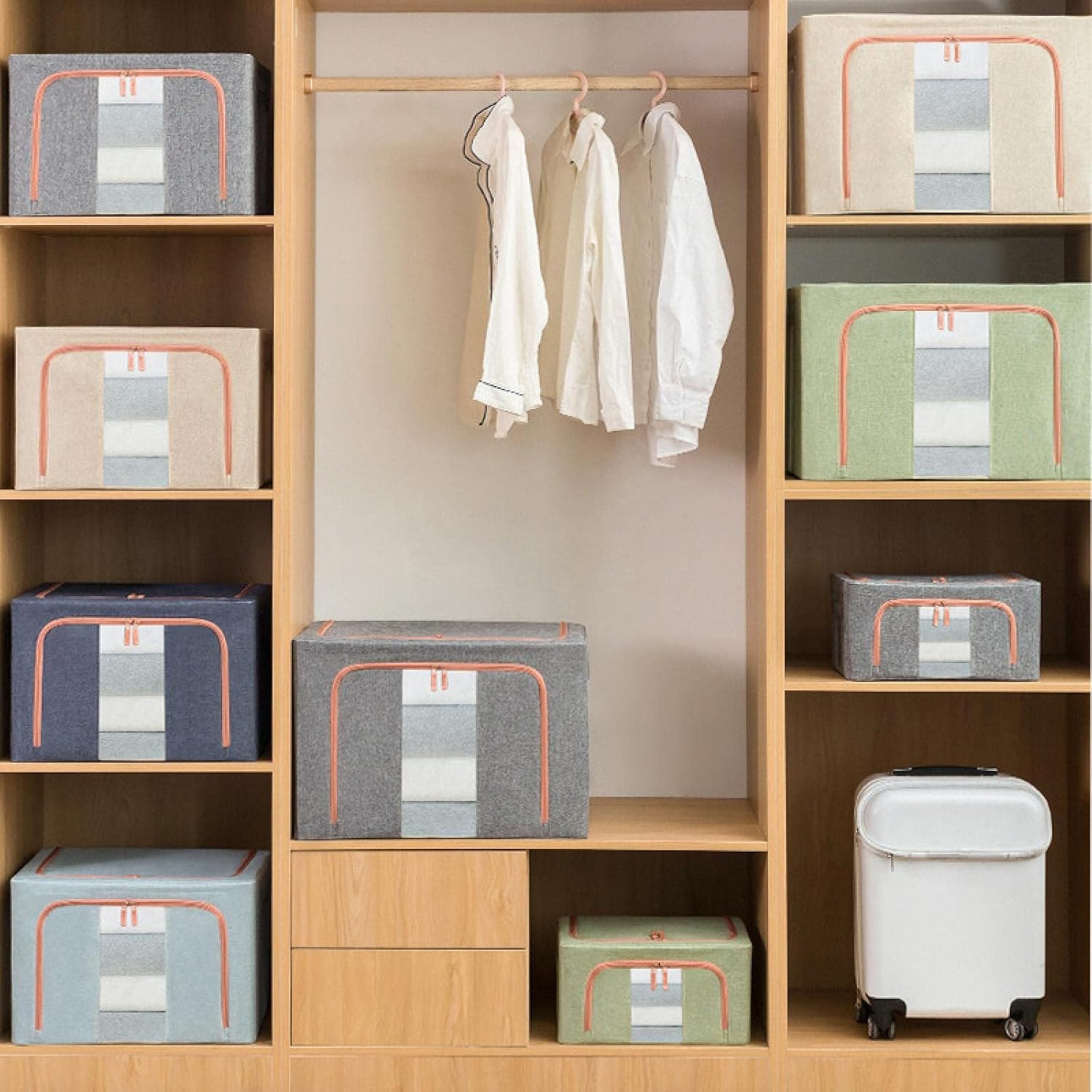 CARLA HOME 3 pack Large Clothes Storage Bins with Lids for Clothing, Bedding, Blankets, Toys (66L capacity - V178-36308
