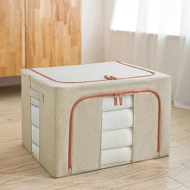 CARLA HOME 3 pack Large Clothes Storage Bins with Lids for Clothing, Bedding, Blankets, Toys (66L capacity - V178-36308