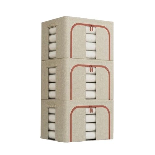 CARLA HOME 3 pack Large Clothes Storage Bins with Lids for Clothing, Bedding, Blankets, Toys (66L capacity - V178-36308