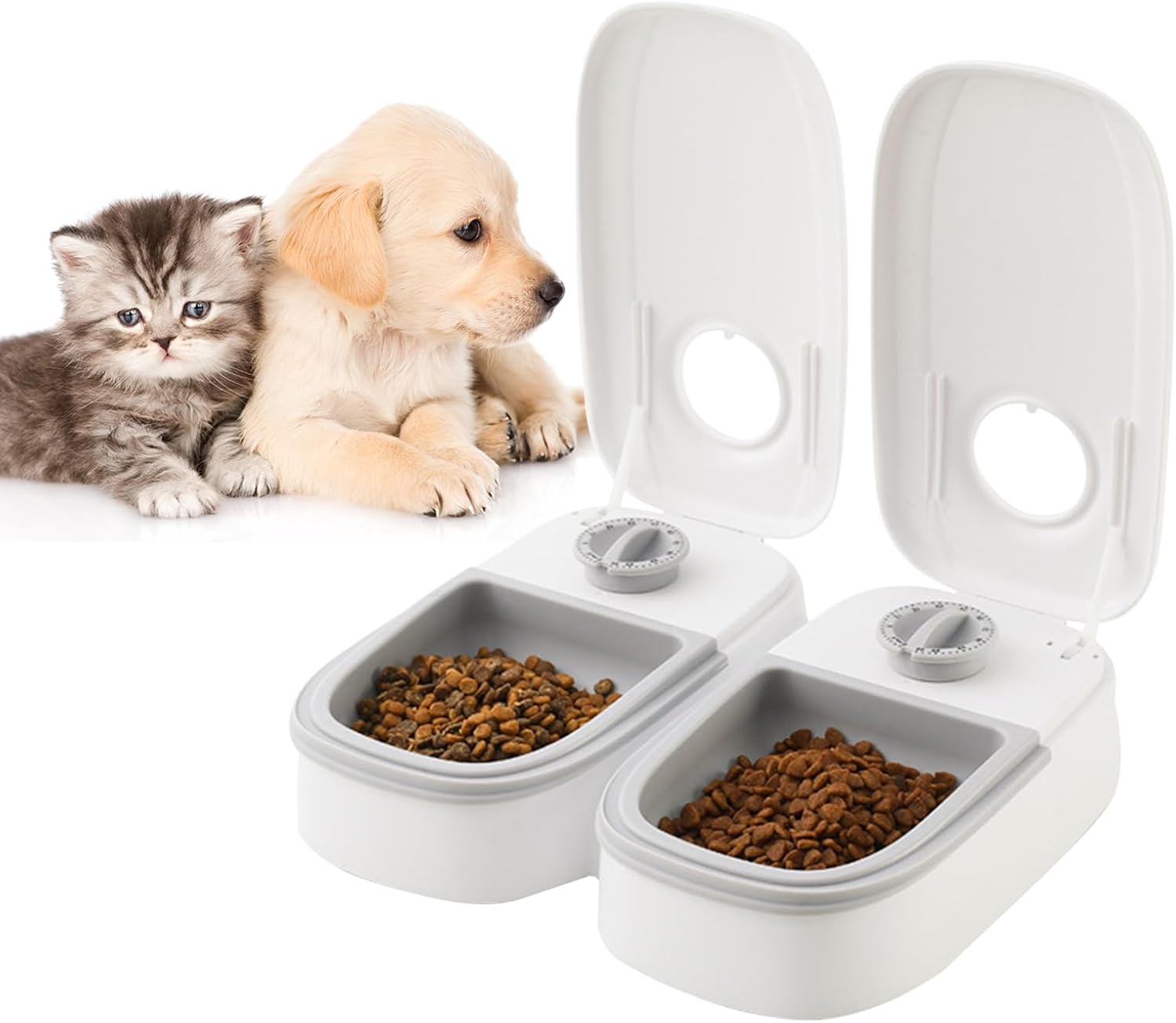 CARLA HOME 2 Meal Automatic Pet Feeder with Timer for Cat & Dog Wet & Dry Food (Dual Bowl 700ML) V178-36309