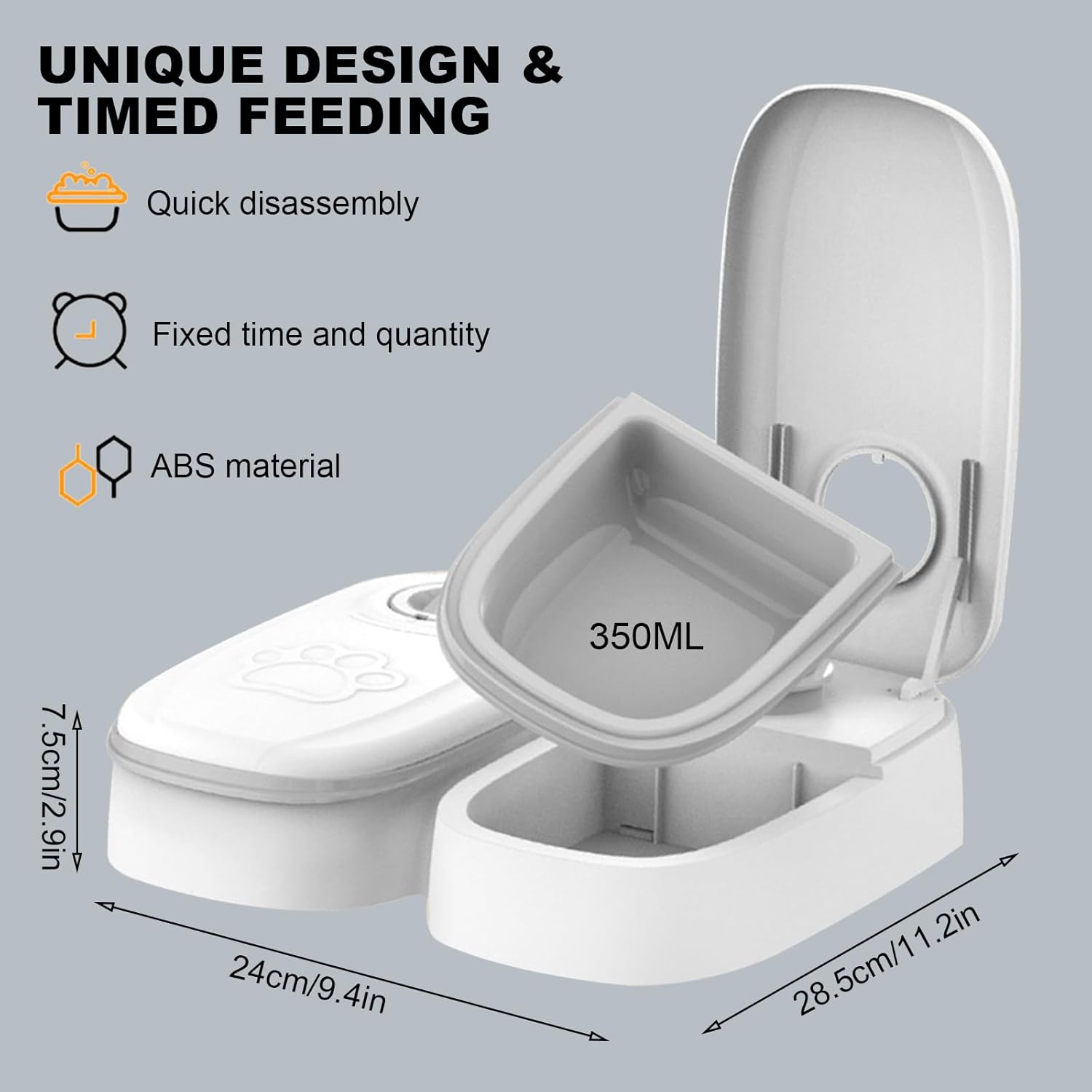 CARLA HOME 2 Meal Automatic Pet Feeder with Timer for Cat & Dog Wet & Dry Food (Dual Bowl 700ML) V178-36309