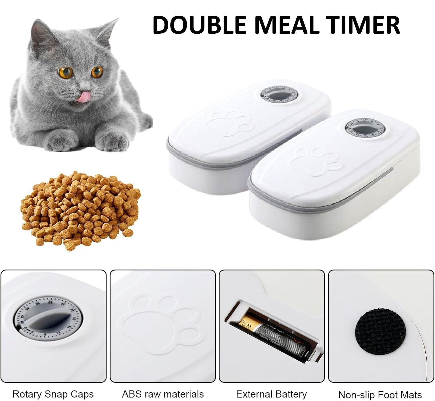 CARLA HOME 2 Meal Automatic Pet Feeder with Timer for Cat & Dog Wet & Dry Food (Dual Bowl 700ML) V178-36309