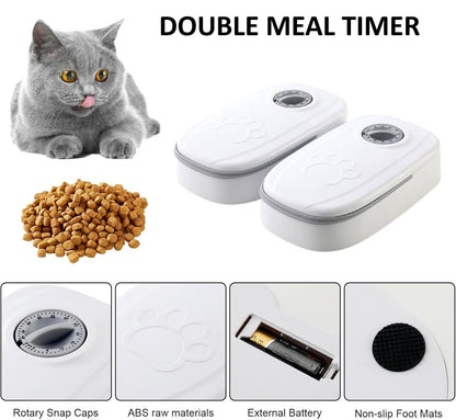 CARLA HOME 2 Meal Automatic Pet Feeder with Timer for Cat & Dog Wet & Dry Food (Dual Bowl 700ML) V178-36309