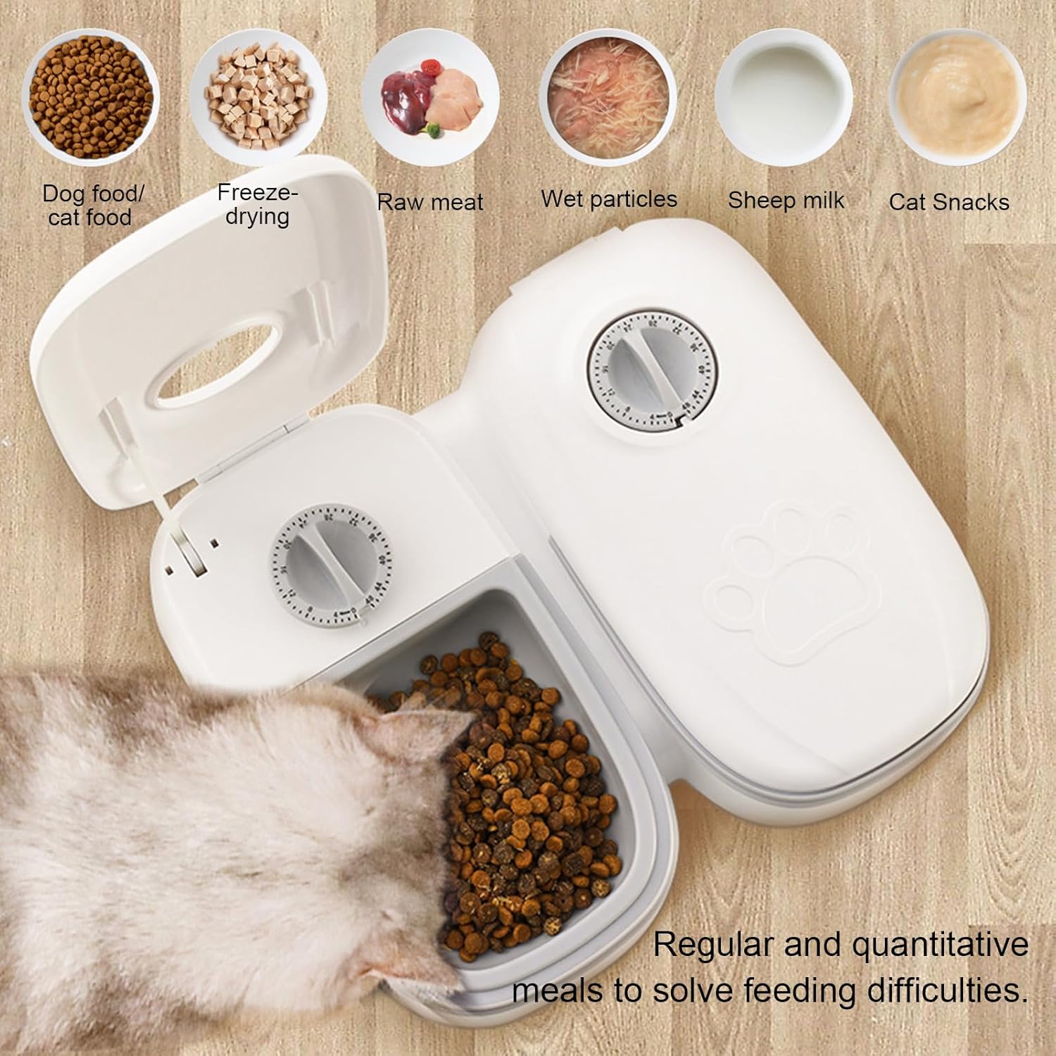 CARLA HOME 2 Meal Automatic Pet Feeder with Timer for Cat & Dog Wet & Dry Food (Dual Bowl 700ML) V178-36309