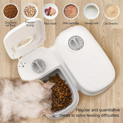 CARLA HOME 2 Meal Automatic Pet Feeder with Timer for Cat & Dog Wet & Dry Food (Dual Bowl 700ML) V178-36309