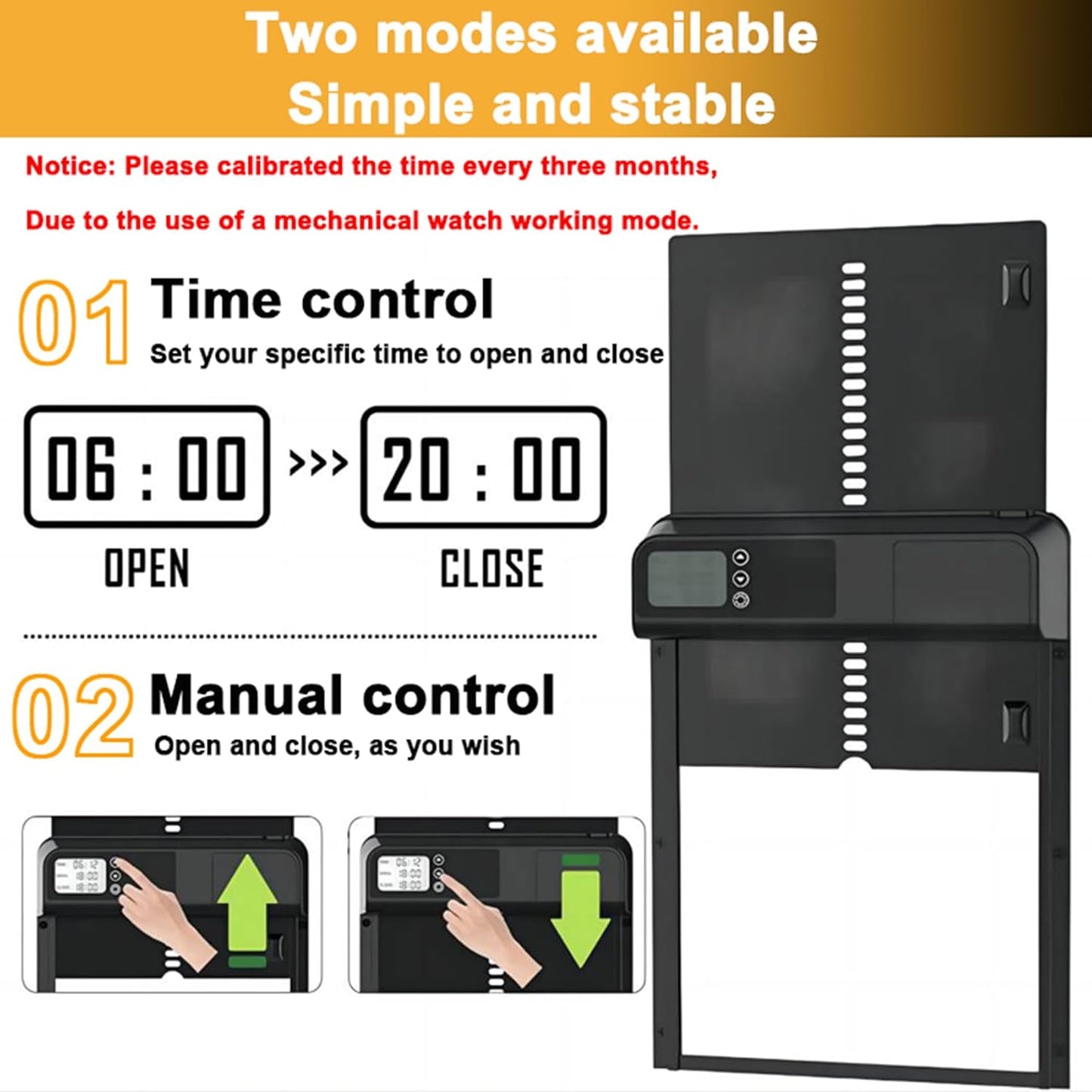 CARLA HOME Automatic Chicken Coop Door with Timer & LCD Screen, Anti-Pinch Safety, Easy Battery Operation & V178-36311