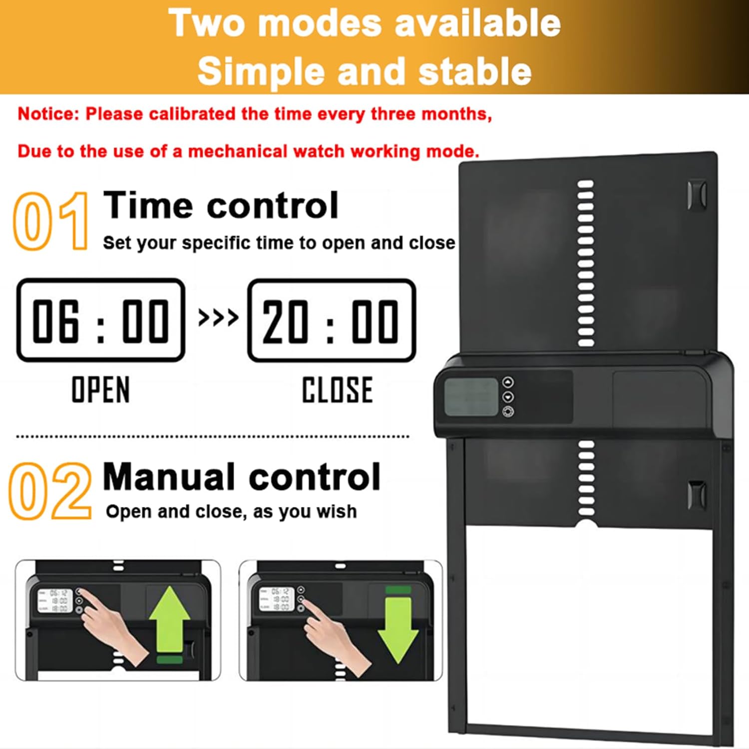 CARLA HOME Automatic Chicken Coop Door with Timer & LCD Screen, Anti-Pinch Safety, Easy Battery Operation & V178-36311