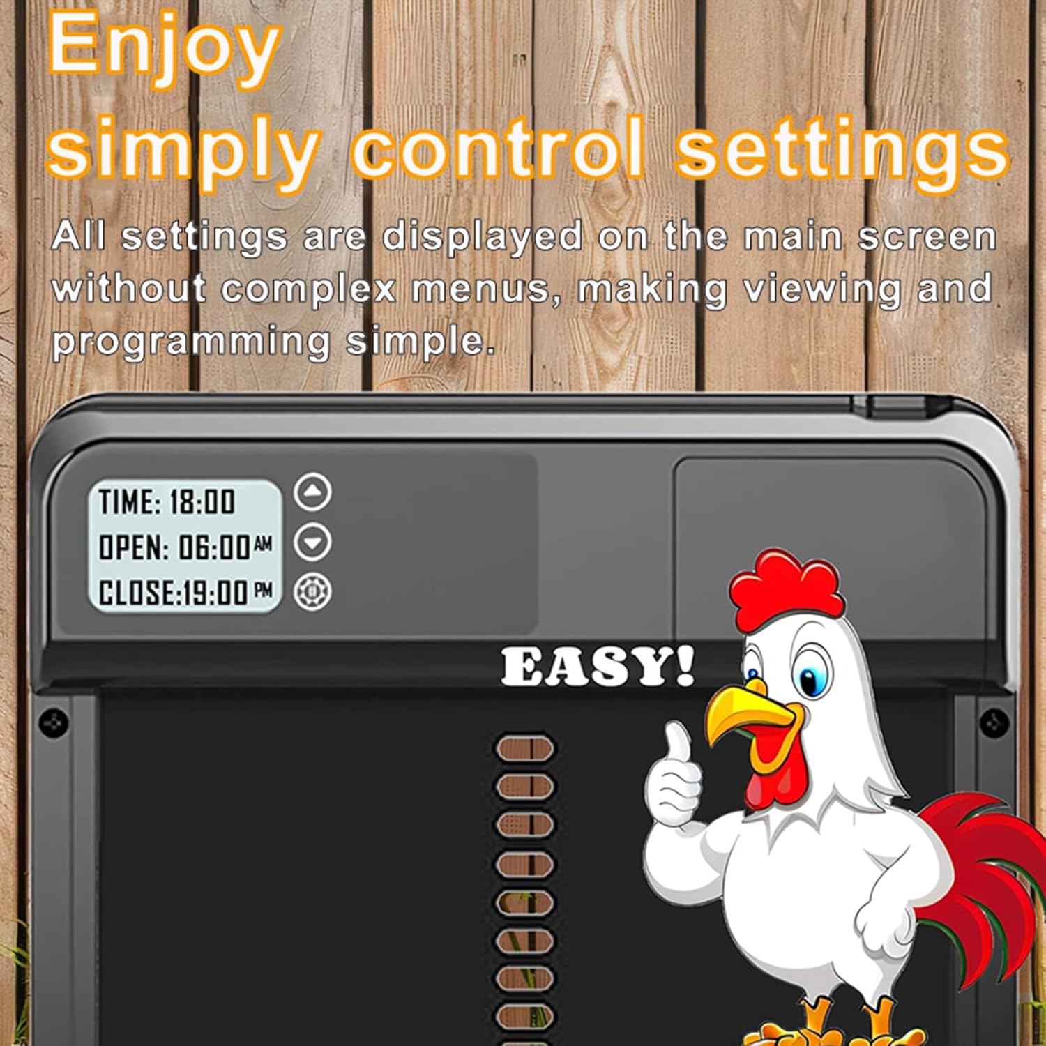 CARLA HOME Automatic Chicken Coop Door with Timer & LCD Screen, Anti-Pinch Safety, Easy Battery Operation & V178-36311