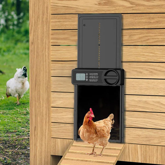 CARLA HOME Automatic Chicken Coop Door Opener with Timer Control, Anti-Pinch Protection, LCD Display & V178-36314