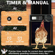 CARLA HOME Automatic Chicken Coop Door Opener with Timer Control, Anti-Pinch Protection, LCD Display & V178-36314