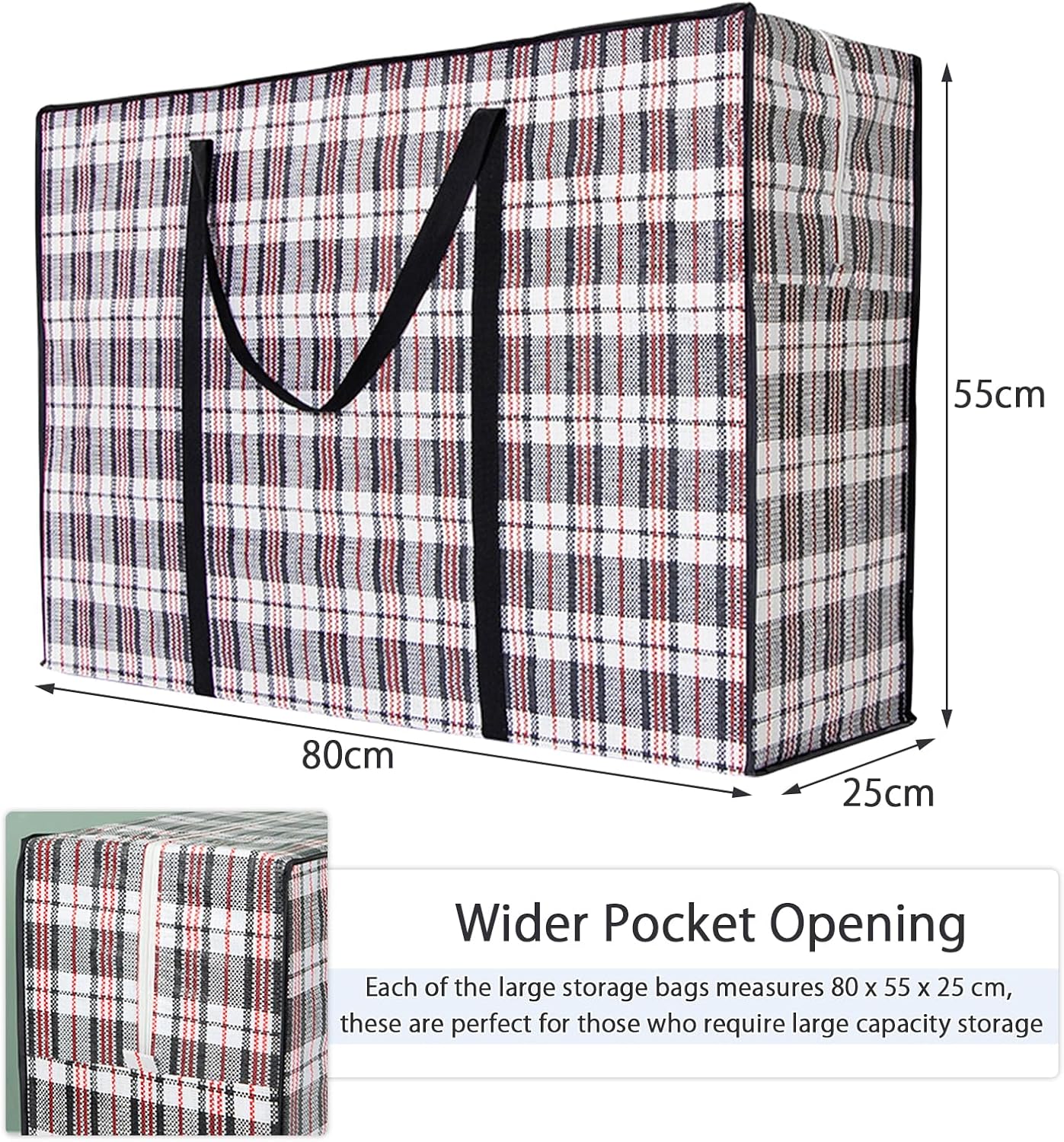 CARLA HOME 6 Pack Large Moving Storage Bags with Zipper & Handles for Clothes, Bedding, Blankets, Dorm & V178-36315