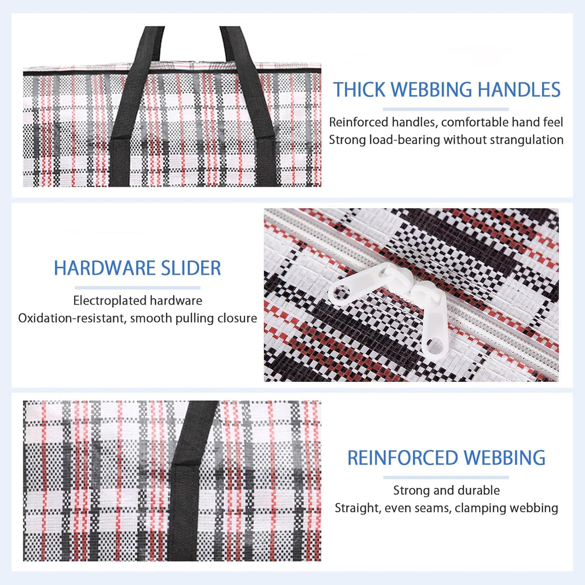 CARLA HOME 6 Pack Large Moving Storage Bags with Zipper & Handles for Clothes, Bedding, Blankets, Dorm & V178-36315