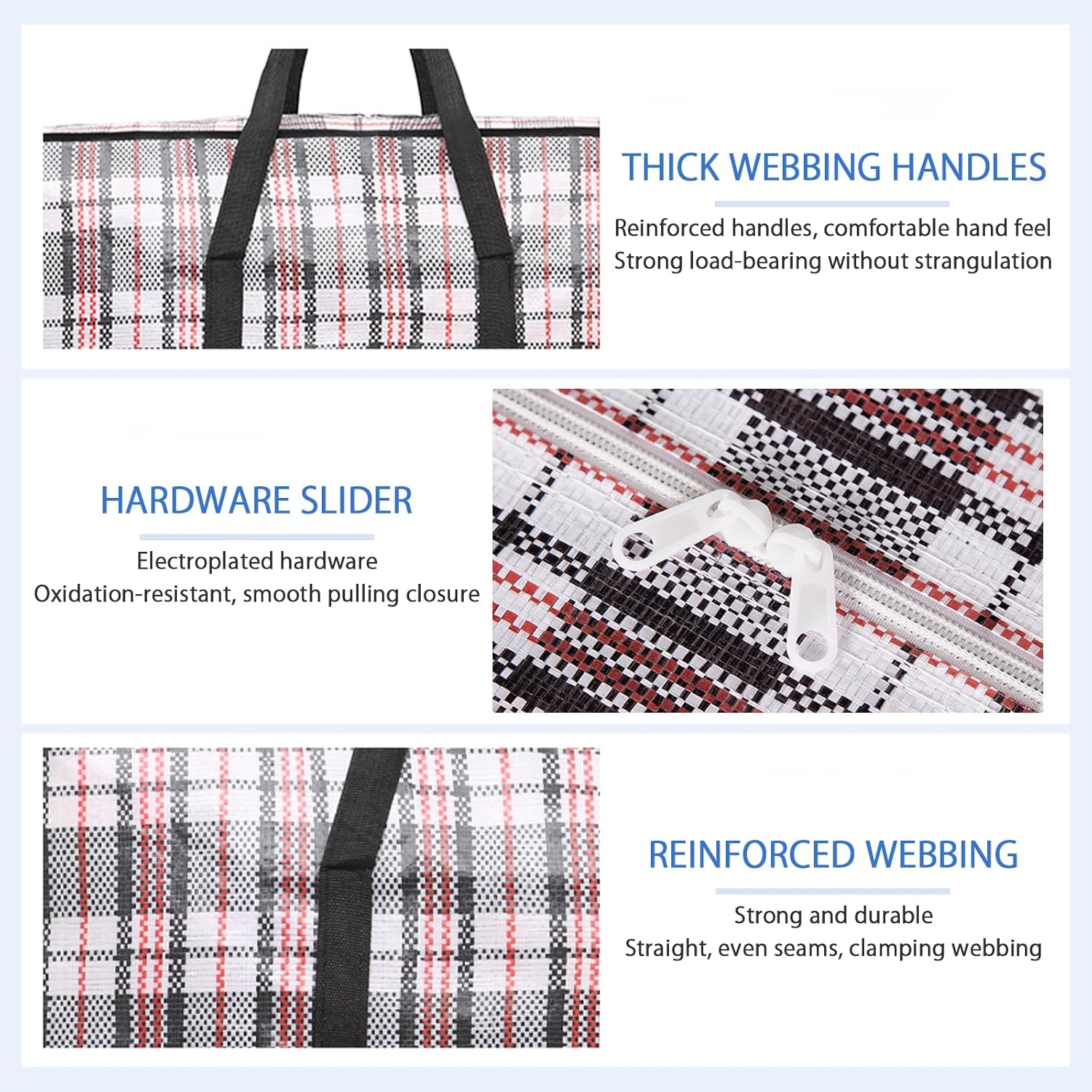 CARLA HOME 6 Pack Large Moving Storage Bags with Zipper & Handles for Clothes, Bedding, Blankets, Dorm & V178-36315