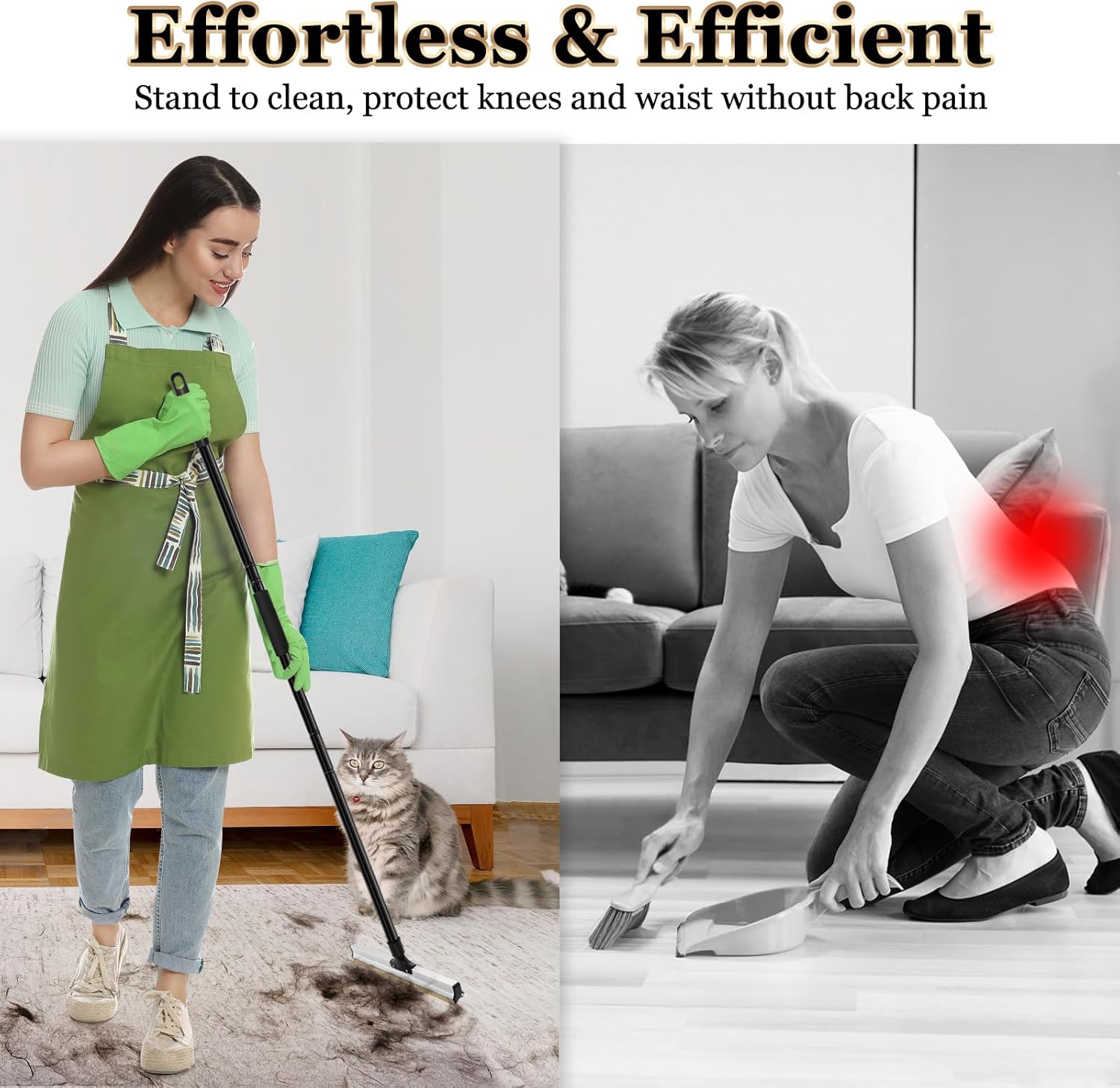 CARLA HOME Pet Hair Remover Broom with Long Handle, Reusable Fur & Lint Remover for Dog & Cat Hair V178-36316