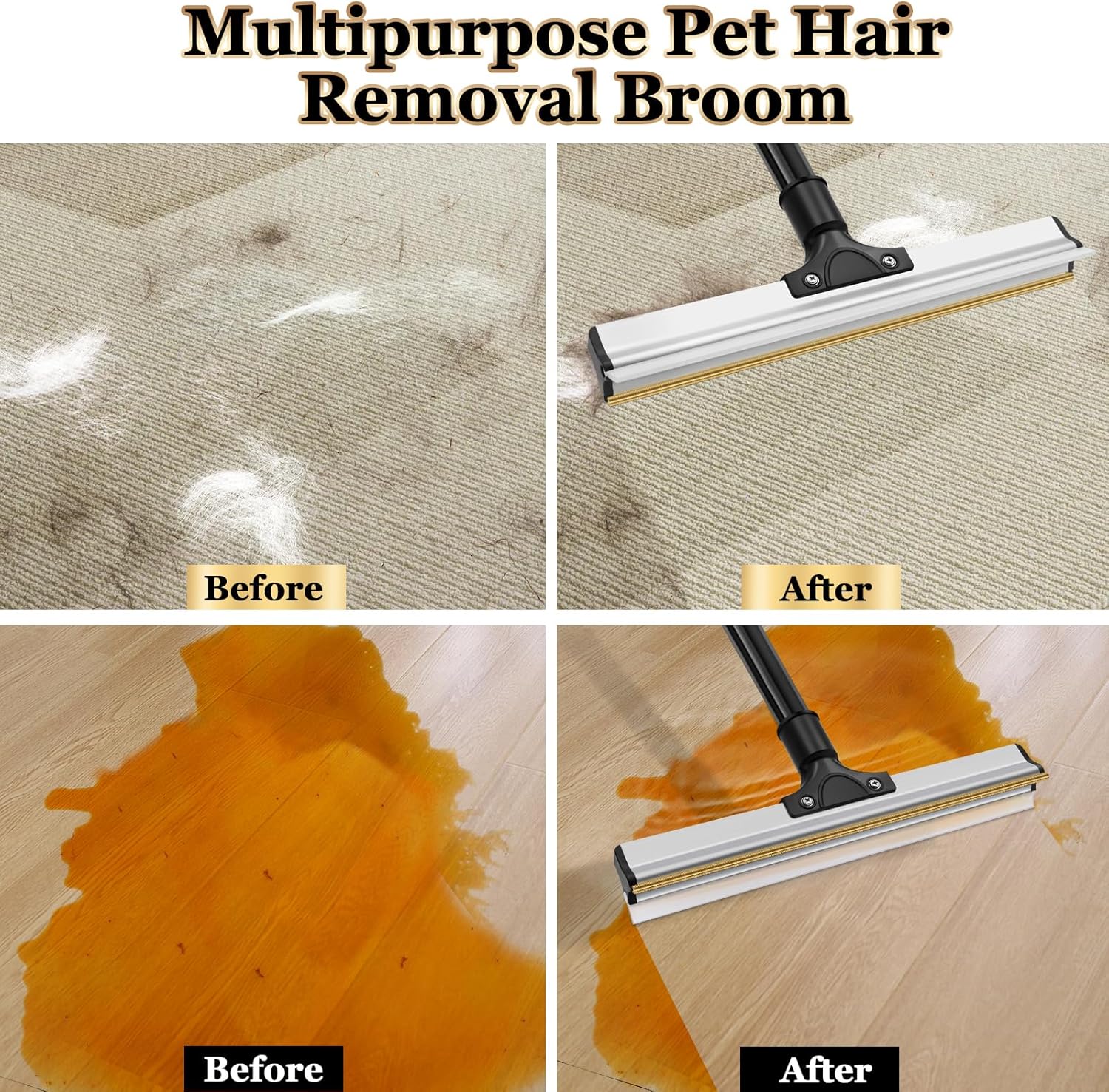 CARLA HOME Pet Hair Remover Broom with Long Handle, Reusable Fur & Lint Remover for Dog & Cat Hair V178-36316