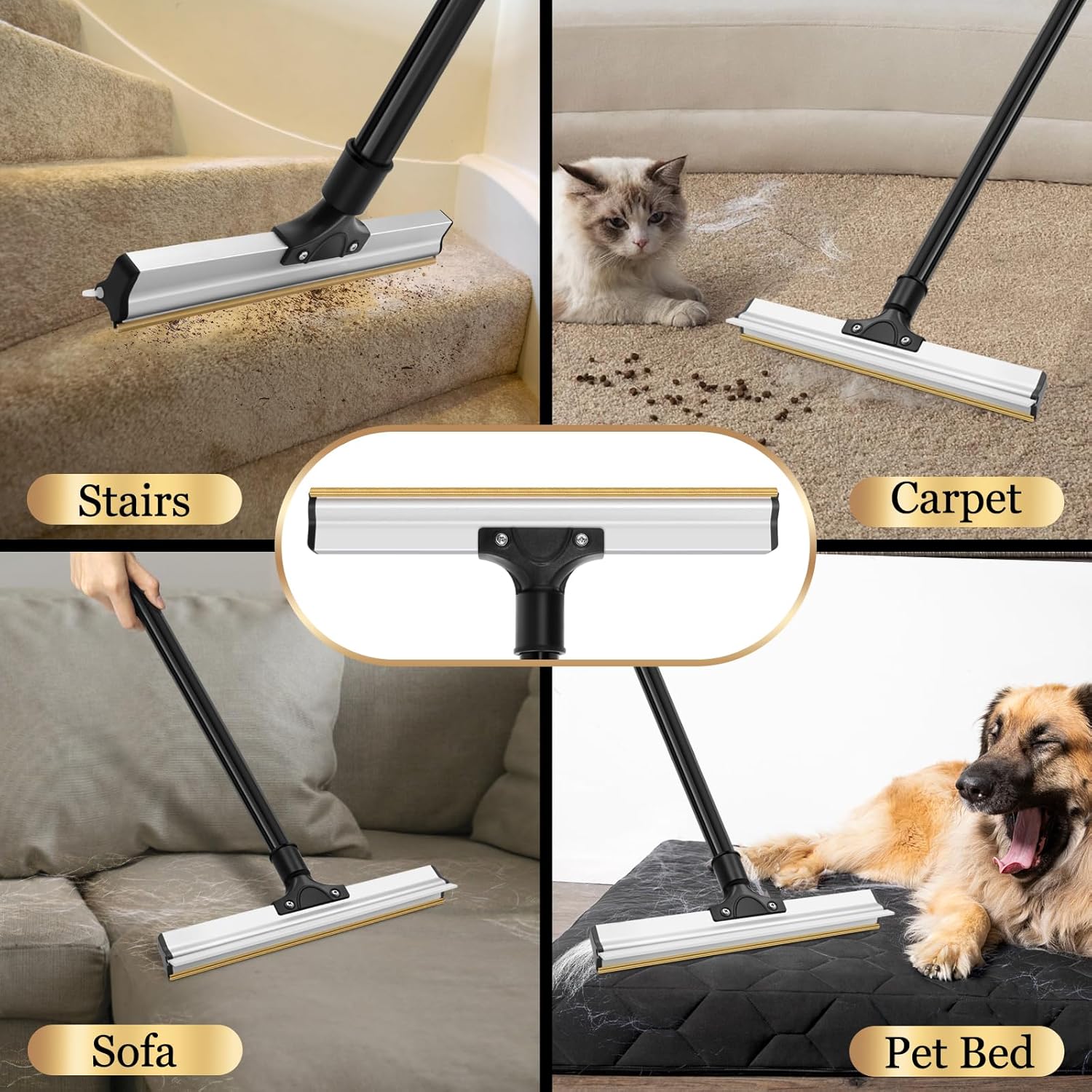 CARLA HOME Pet Hair Remover Broom with Long Handle, Reusable Fur & Lint Remover for Dog & Cat Hair V178-36316